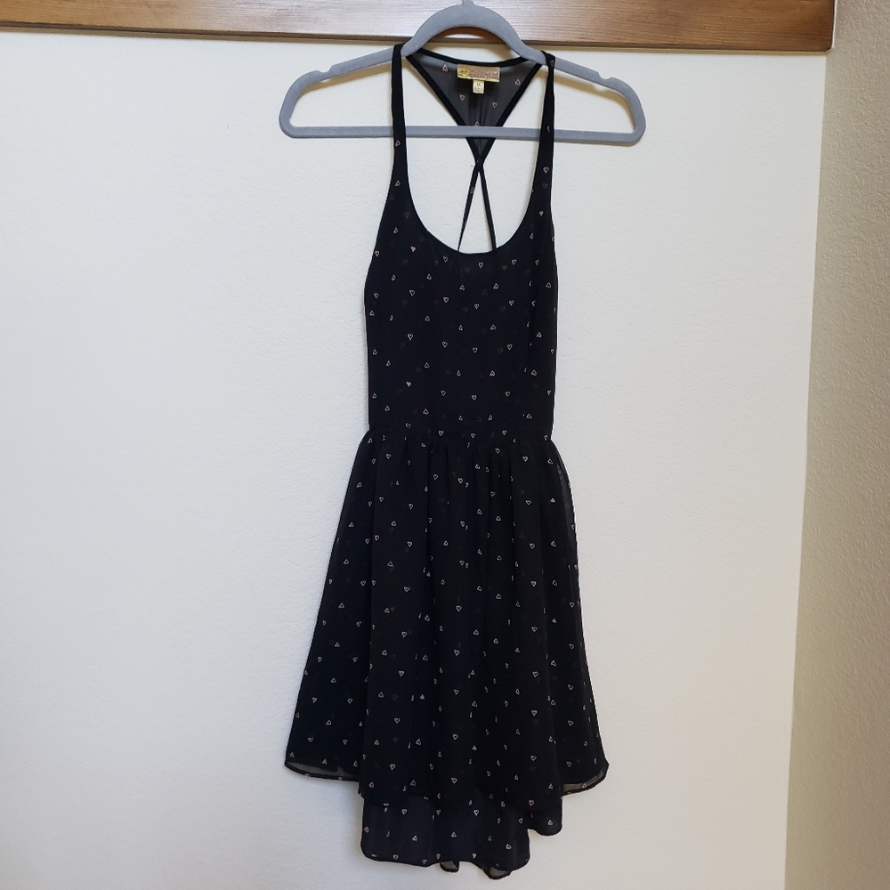 Black Skater Dress w Cutout Back & Hearts